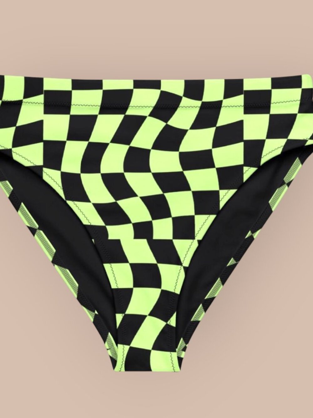 Toxic Tiles Checkerboard High-Waisted Sport Bikini Bottom